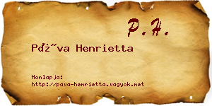 Páva Henrietta névjegykártya